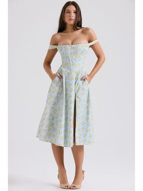 mademoiselle bustier stretch satin midi cocktail dress HOUSE OF CB Women's Mademoiselle Bustier Stretch Satin Midi Dress - Pink